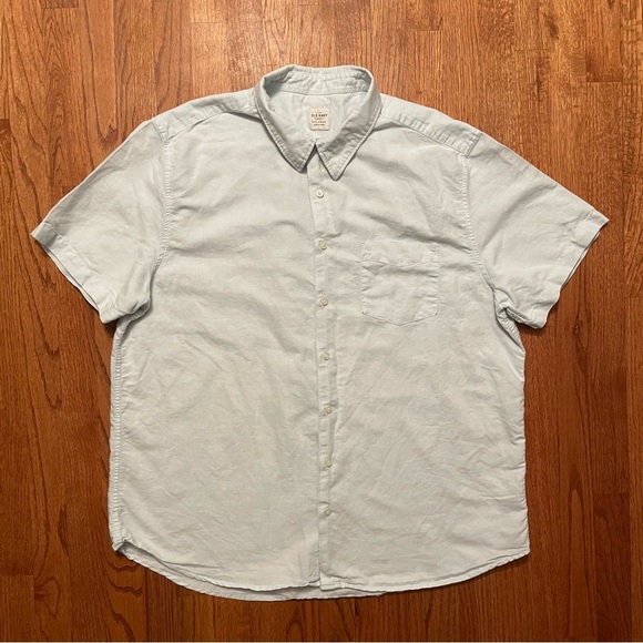 Old Navy Other - Old Navy light baby blue linen cotton blend short sleeve button up shirt XXL